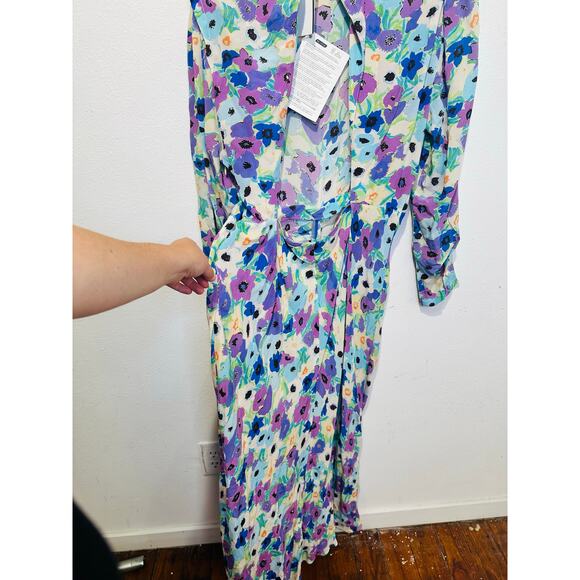 NWT RIXO Lilac link Floral 100% Silk Open Back Dani Maxi Dress Size US 10 - Picture 9 of 16